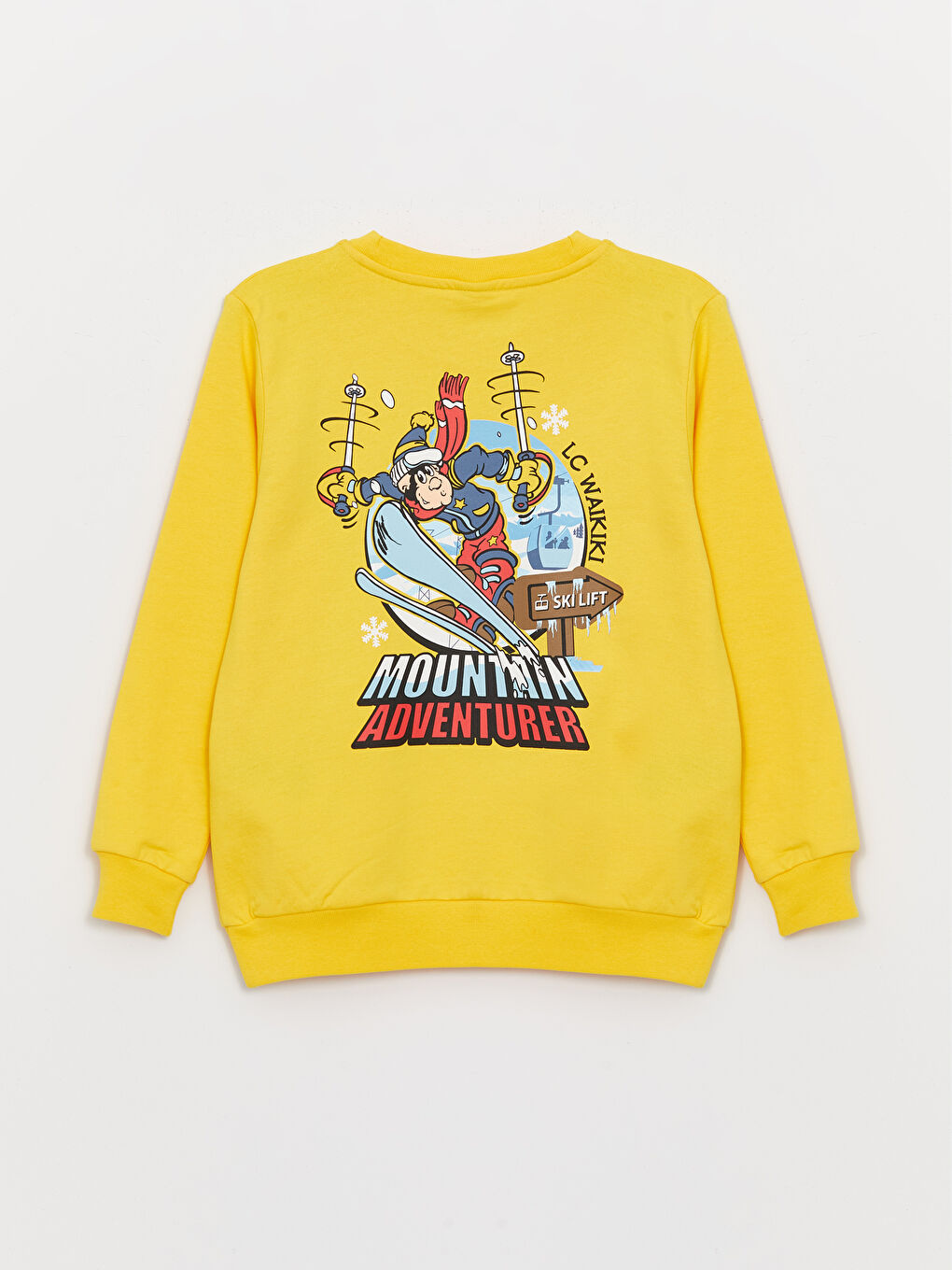 LCW Kids Orta Sarı Bisiklet Yaka Nostaljik Maymun Baskılı Uzun Kollu Erkek Çocuk Sweatshirt - 1