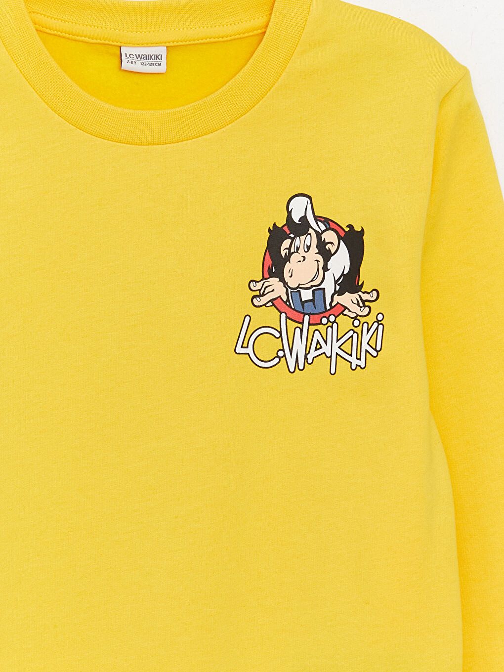 LCW Kids Orta Sarı Bisiklet Yaka Nostaljik Maymun Baskılı Uzun Kollu Erkek Çocuk Sweatshirt - 2