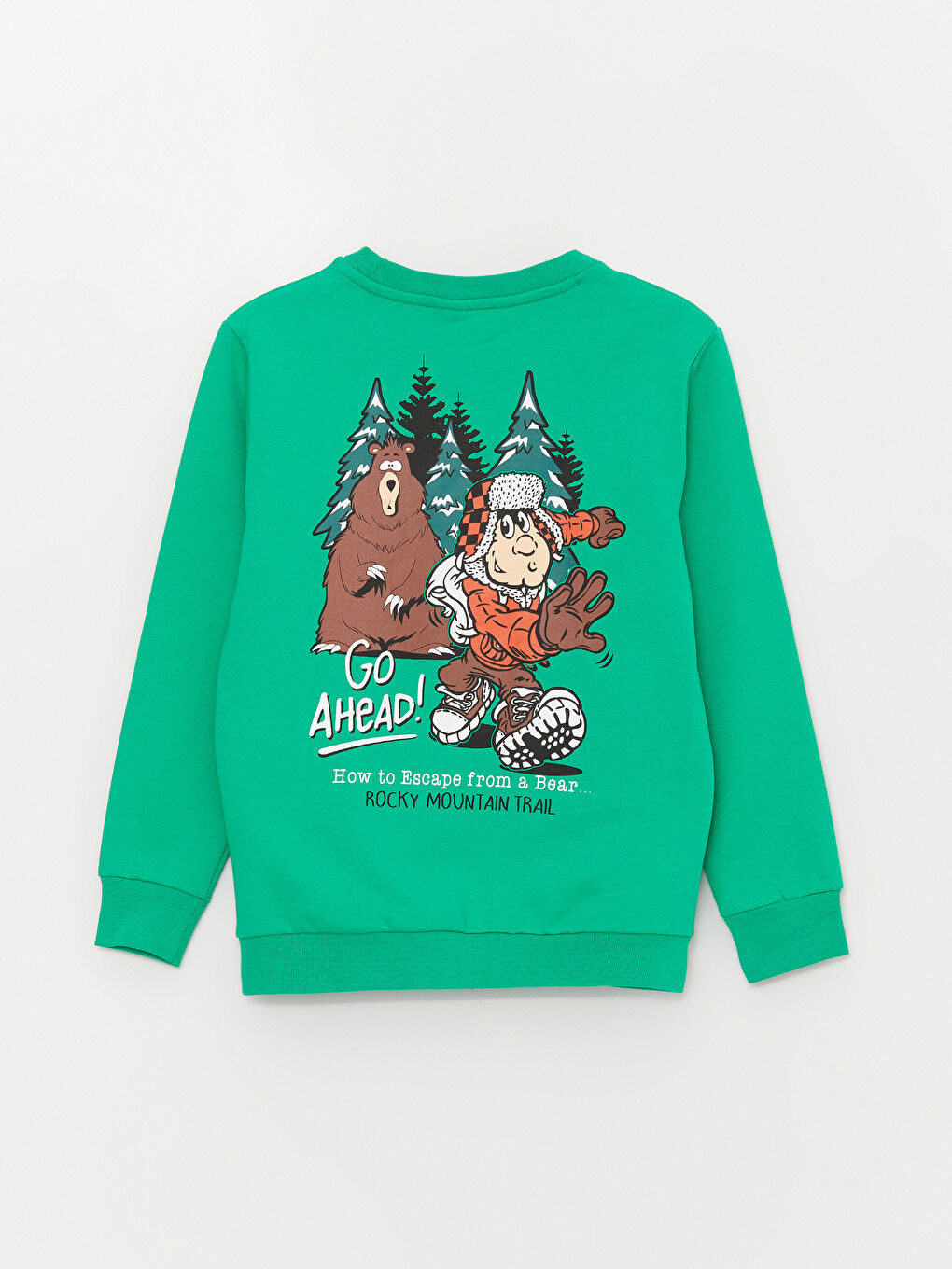 LCW Kids Canlı Yeşil Bisiklet Yaka Nostaljik Maymun Baskılı Uzun Kollu Erkek Çocuk Sweatshirt - 2