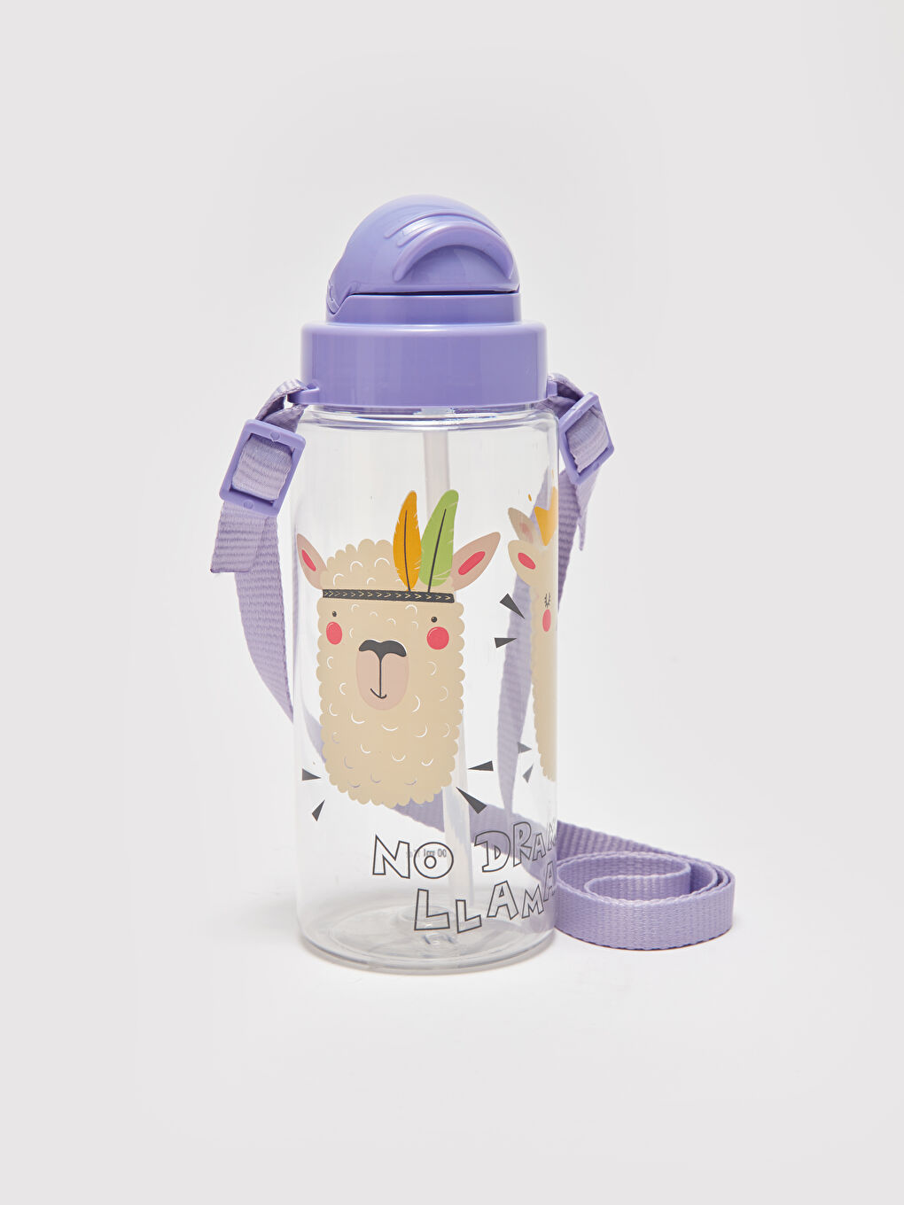 Lila Baskılı Pipetli Çocuk Suluk 500 ml