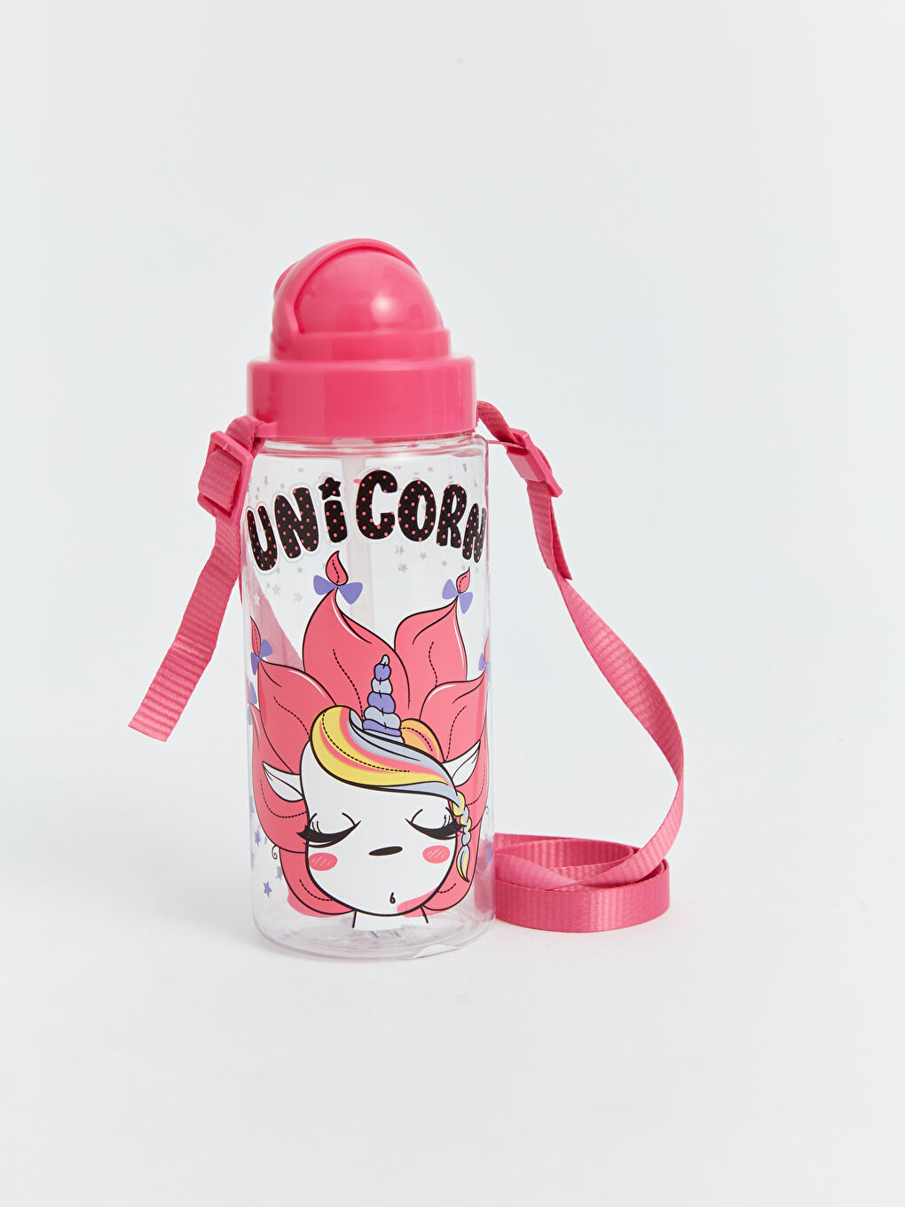 Pembe Baskılı Pipetli Çocuk Suluk 500 ml