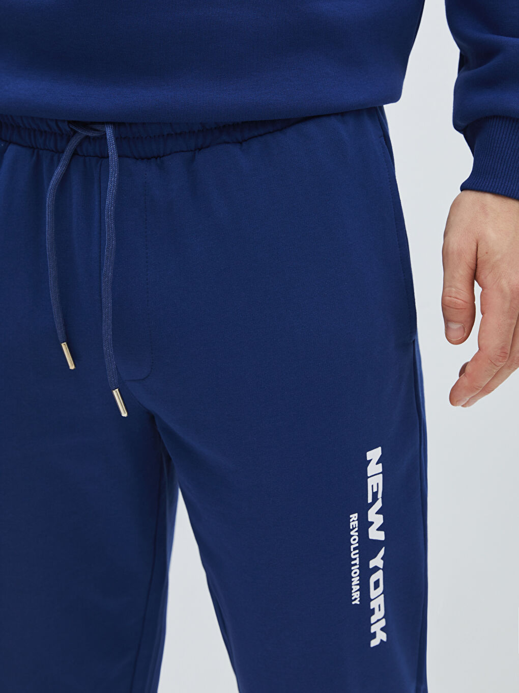 Lacivert Beli Lastikli Baskılı Erkek Jogger Eşofman Altı-1