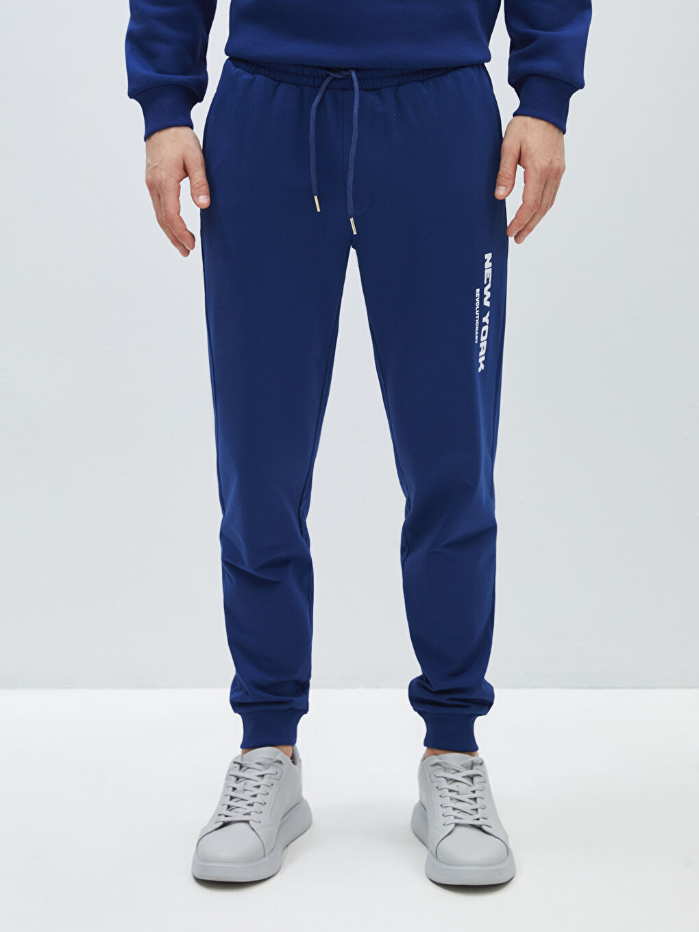 Lacivert Beli Lastikli Baskılı Erkek Jogger Eşofman Altı-2