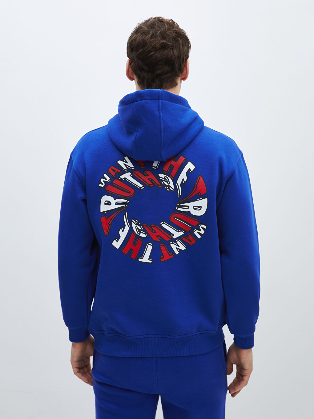 CALİMERA MODA Saks Mavi Uzun Kollu Baskılı Erkek Hoodie - 4