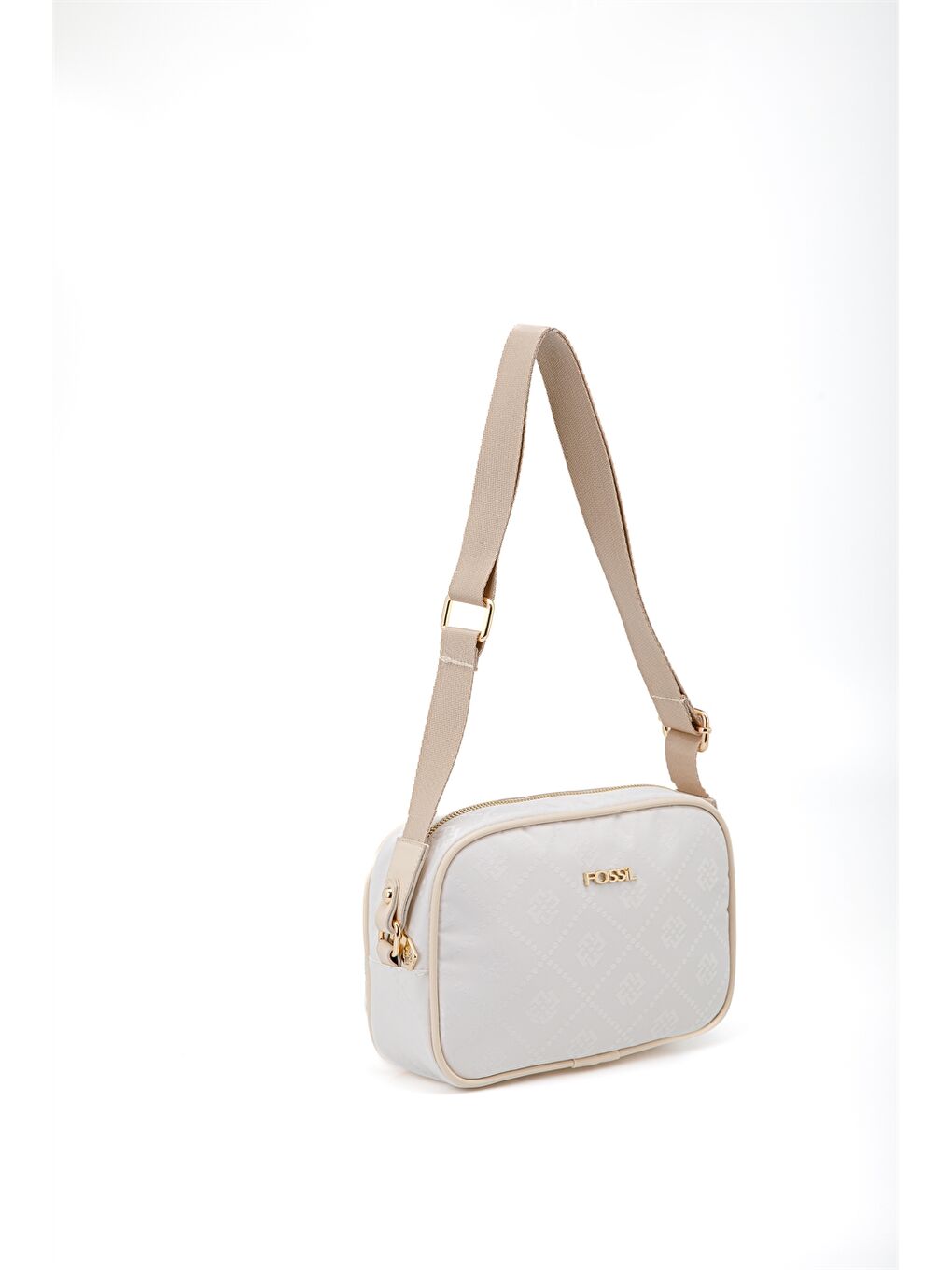 Beyaz Desenli Kanvas Kadın Çapraz Çanta-2