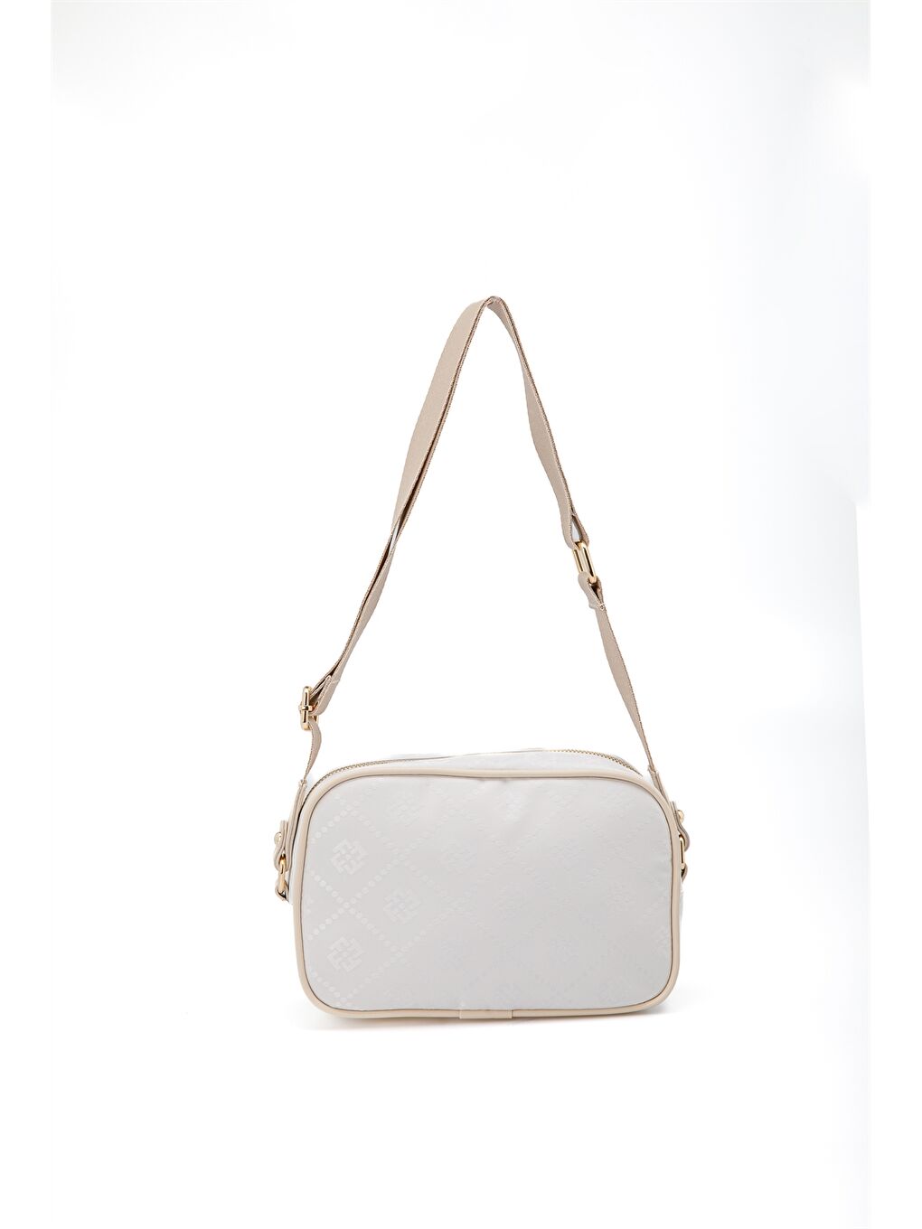 Beyaz Desenli Kanvas Kadın Çapraz Çanta-3