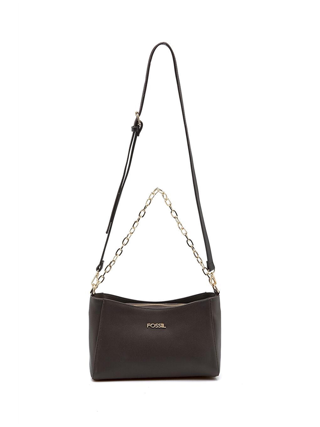 Kahverengi Deri Görünümlü Zincir Detaylı Kadın Omuz Çantası-1