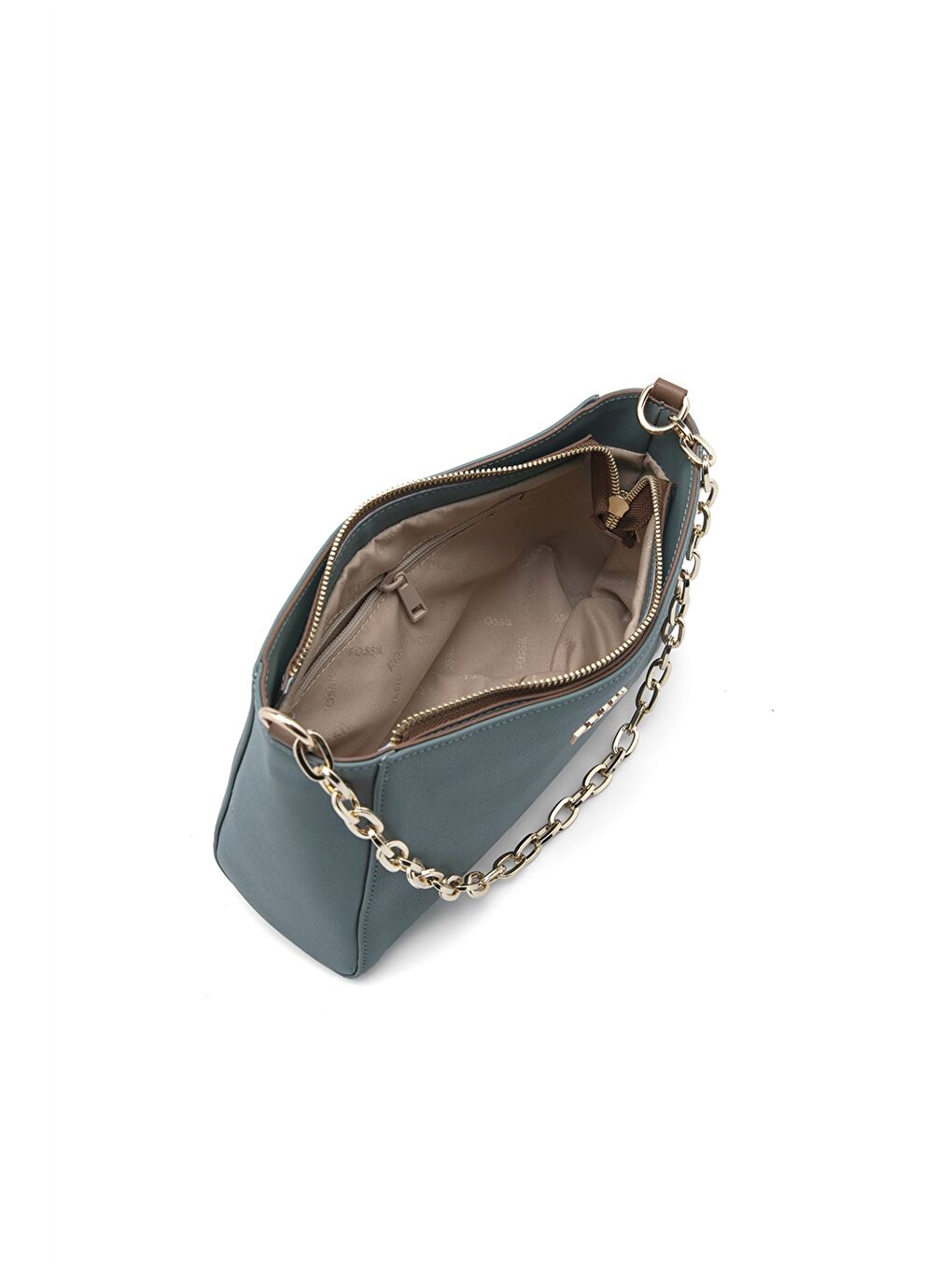 Yeşil Deri Görünümlü Zincir Detaylı Kadın Omuz Çantası-5