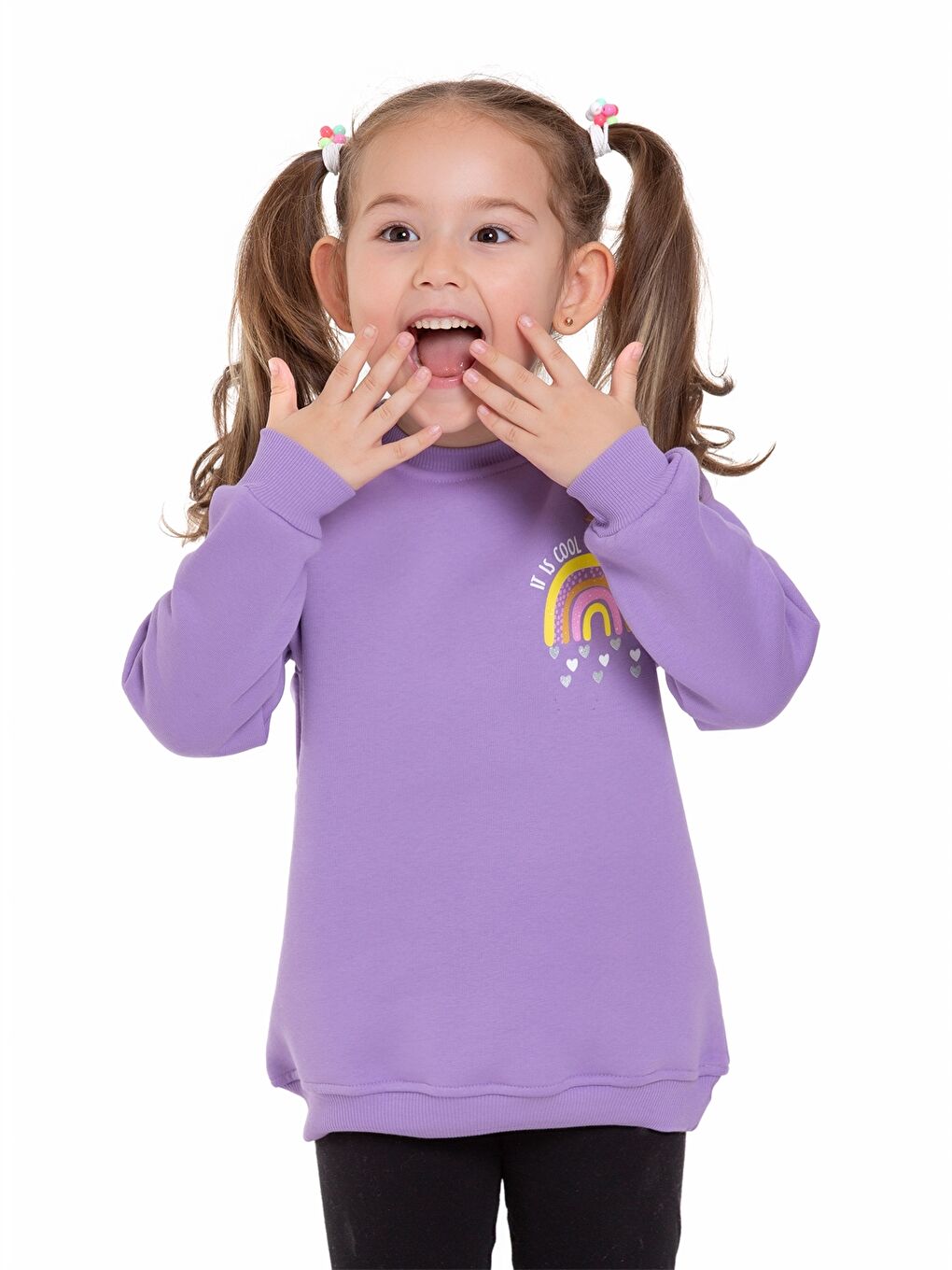 Myhanne Lila Bisiklet Yaka Uzun Kollu Baskılı Kız Bebek Sweatshirt - 2