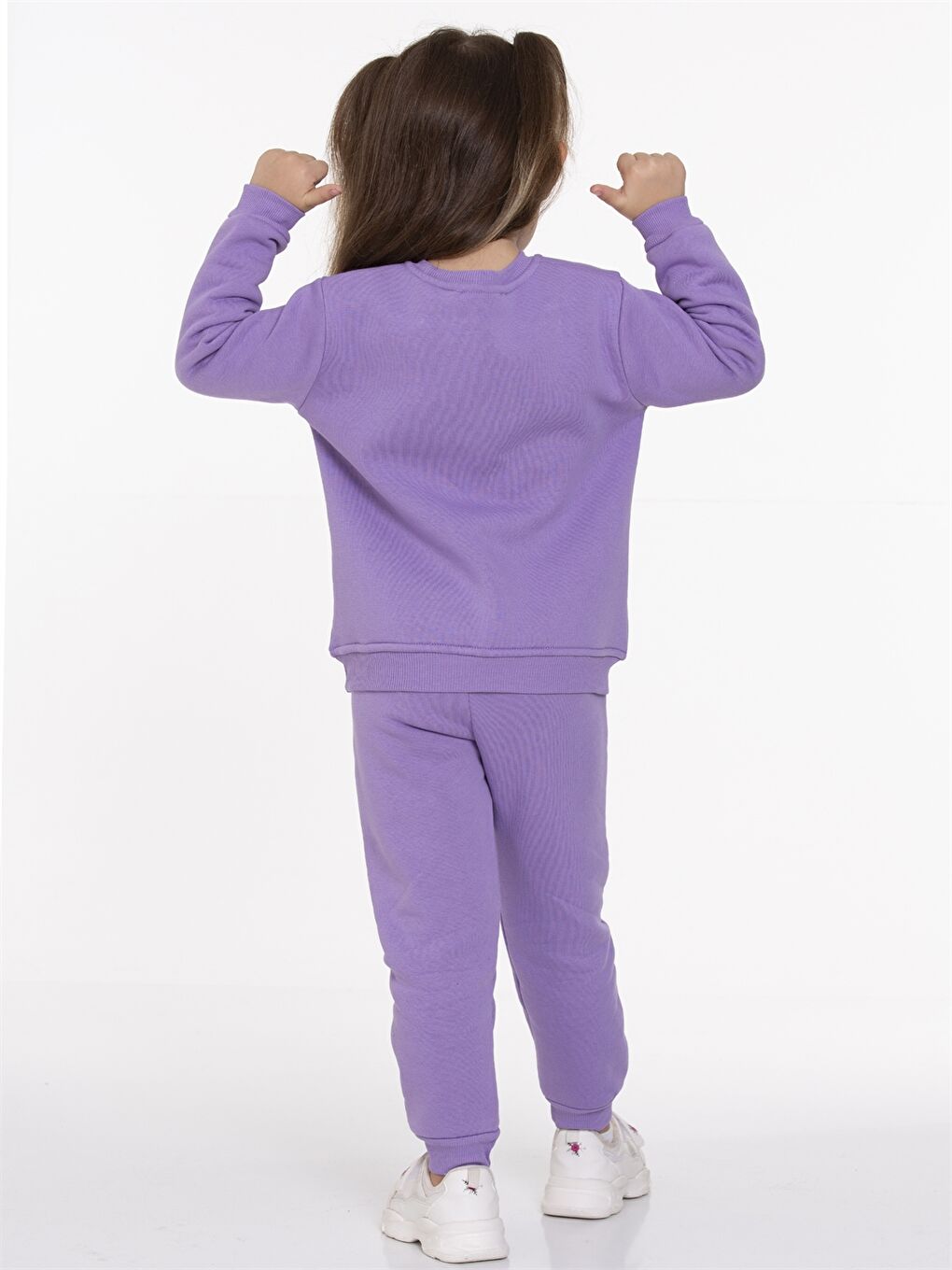 Lila Bisiklet Yaka Baskılı Uzun Kollu Kız Bebek 2'li Takım-3