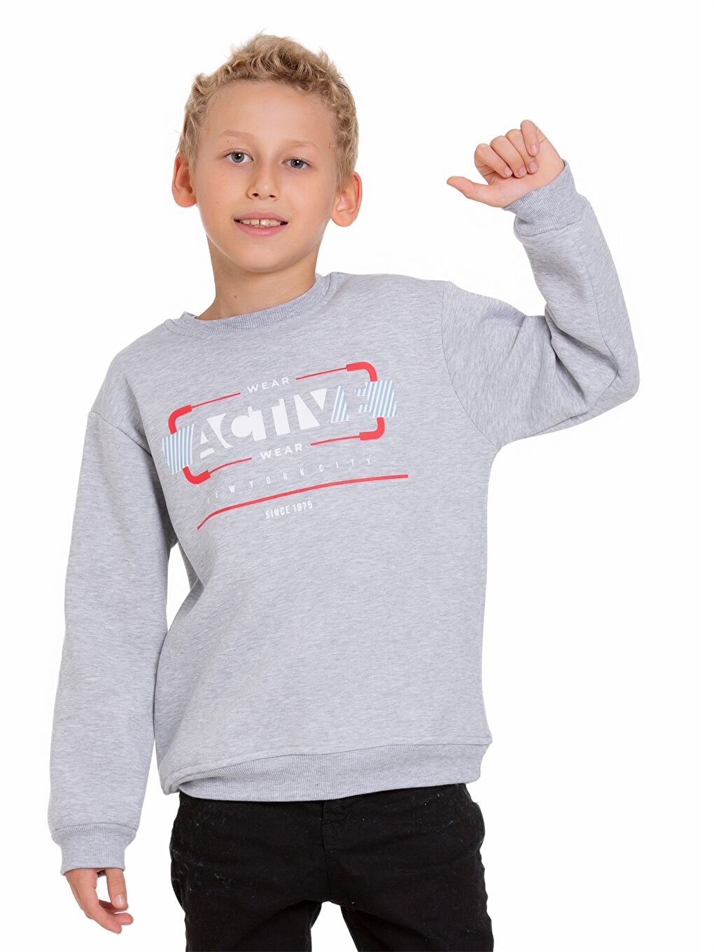 Myhanne Gri Bisiklet Yaka Uzun Kollu Erkek Çocuk Sweatshirt - 3