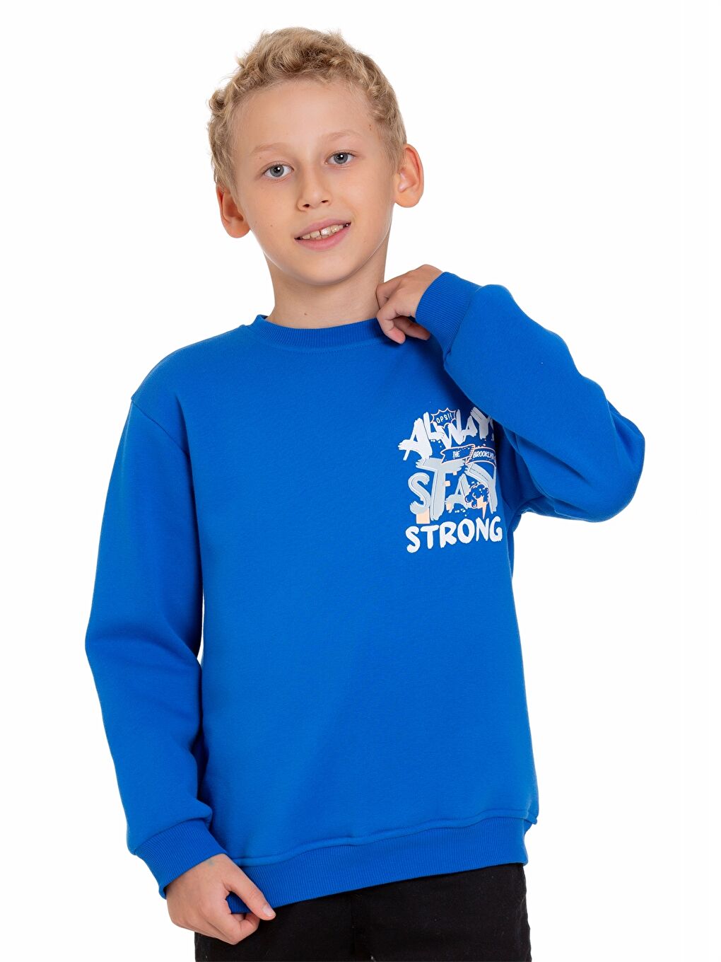 Mavi Bisiklet Yaka Uzun Kollu Erkek Çocuk Sweatshirt-1