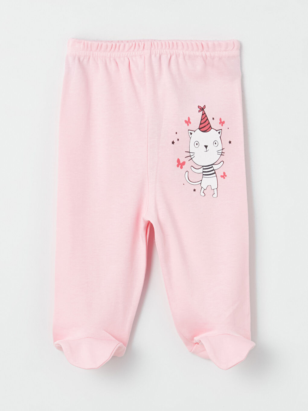 LUGGİ BABY Pembe Beli Lastikli Baskılı Kız Bebek Pijama Alt 2'li - 1