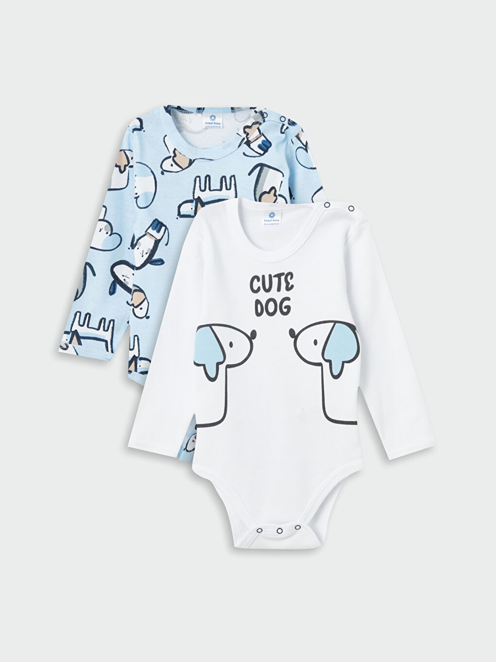 Mavi Bisiklet Yaka Erkek Bebek Çıtçıtlı Bodysuit 2'li