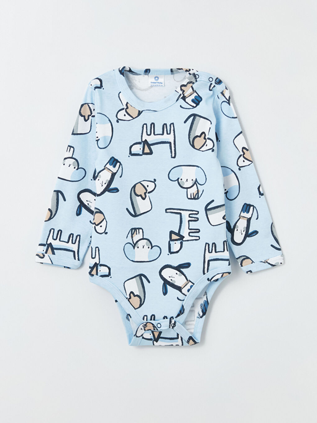 Mavi Bisiklet Yaka Erkek Bebek Çıtçıtlı Bodysuit 2'li-1