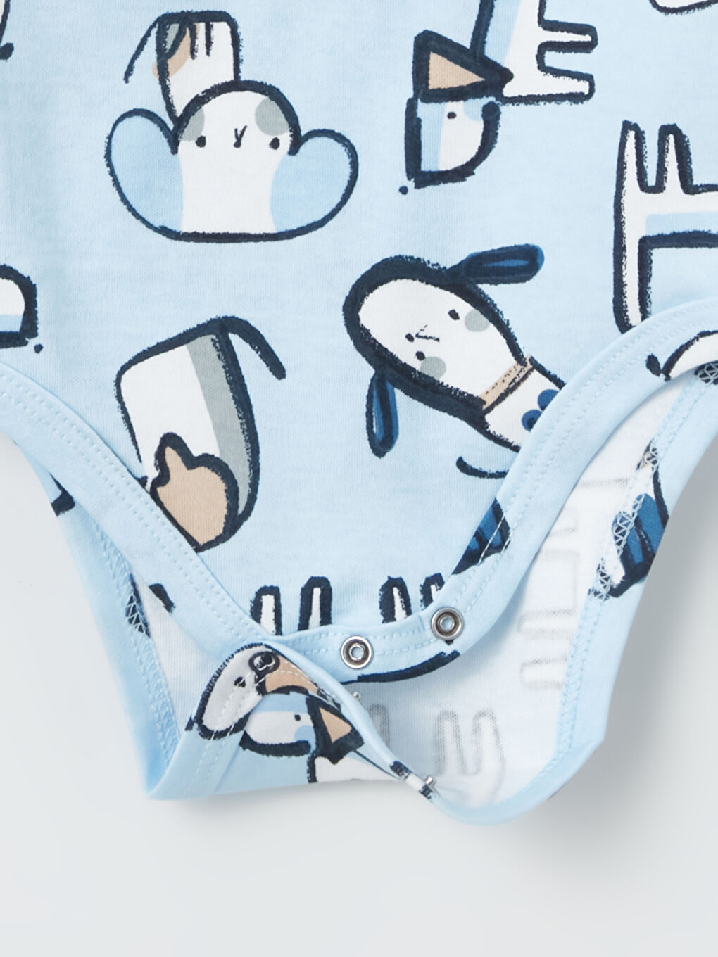 Mavi Bisiklet Yaka Erkek Bebek Çıtçıtlı Bodysuit 2'li-2