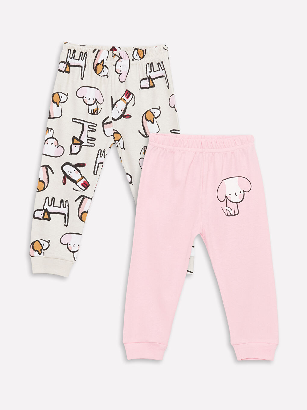 LUGGİ BABY Pembe Beli Lastikli Kız Bebek Pijama Alt 2'li