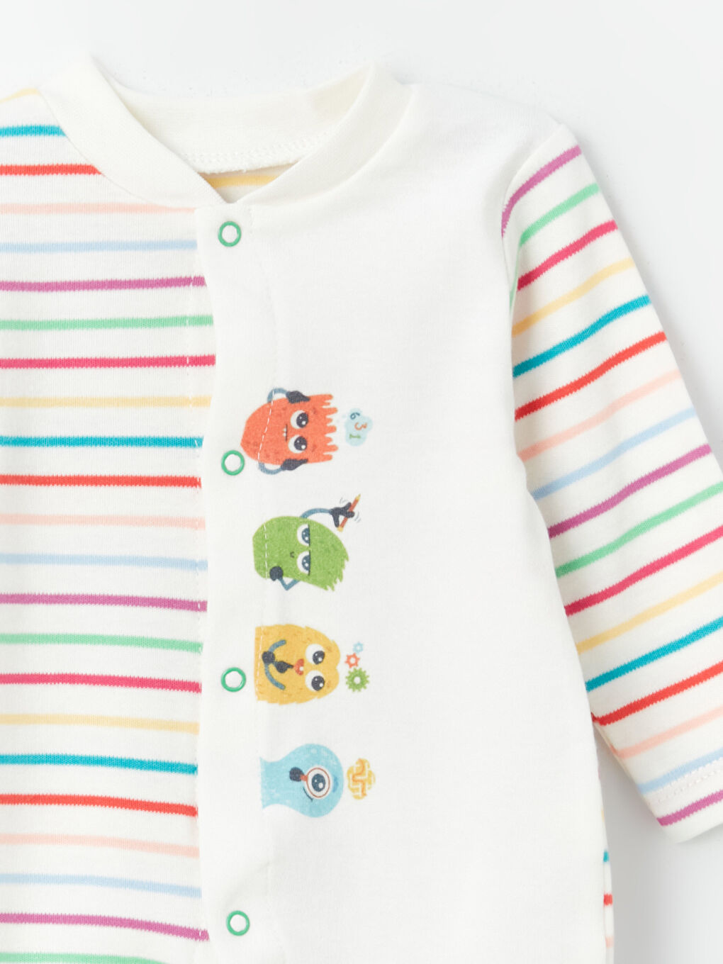 Ekru Bisiklet Yaka Uzun Kollu Erkek Bebek Tulum-1