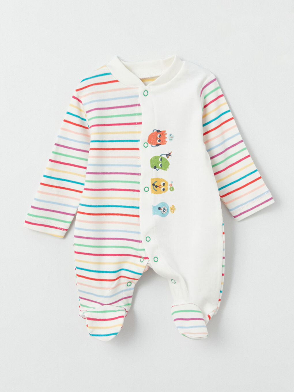 Ekru Bisiklet Yaka Uzun Kollu Erkek Bebek Tulum