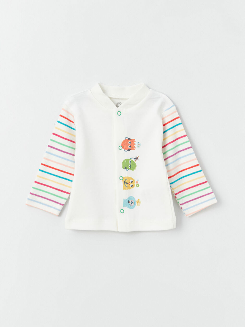 Ekru Bisiklet Yaka Uzun Kollu Erkek Bebek Pijama Takımı-1