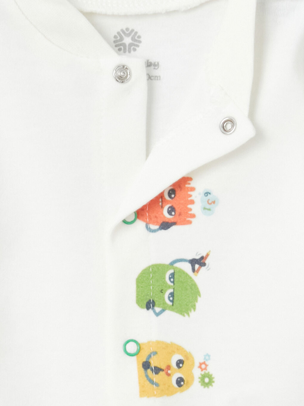 Ekru Bisiklet Yaka Uzun Kollu Erkek Bebek Pijama Takımı-2