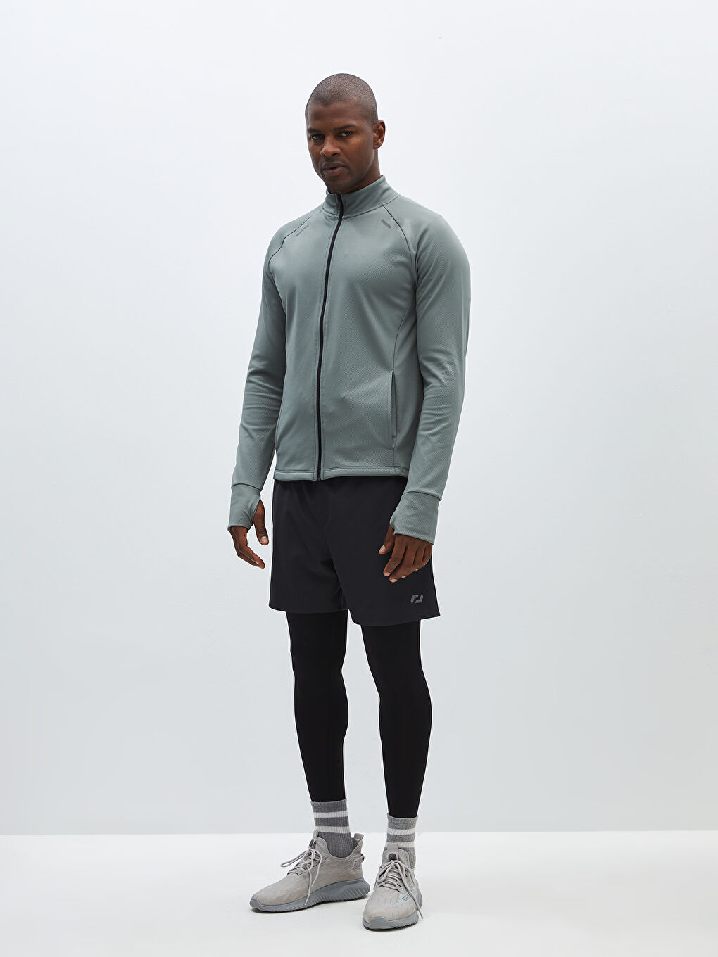 Xside Active Mat Yeşil Dik Yaka Uzun Kollu Erkek Fermuarlı Sweatshirt - 2