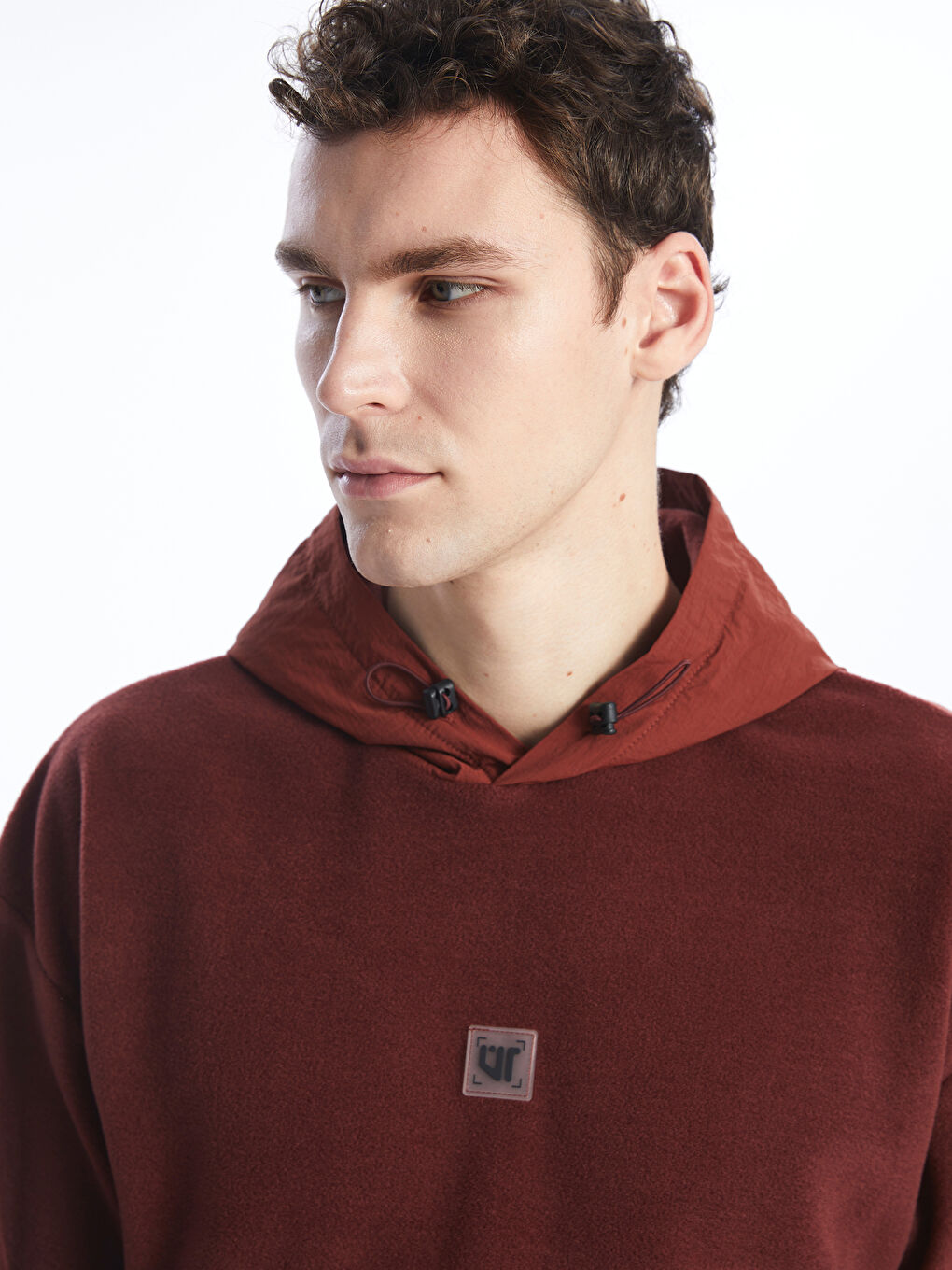 XSIDE Bordo Uzun Kollu Baskılı Polar Erkek Hoodie