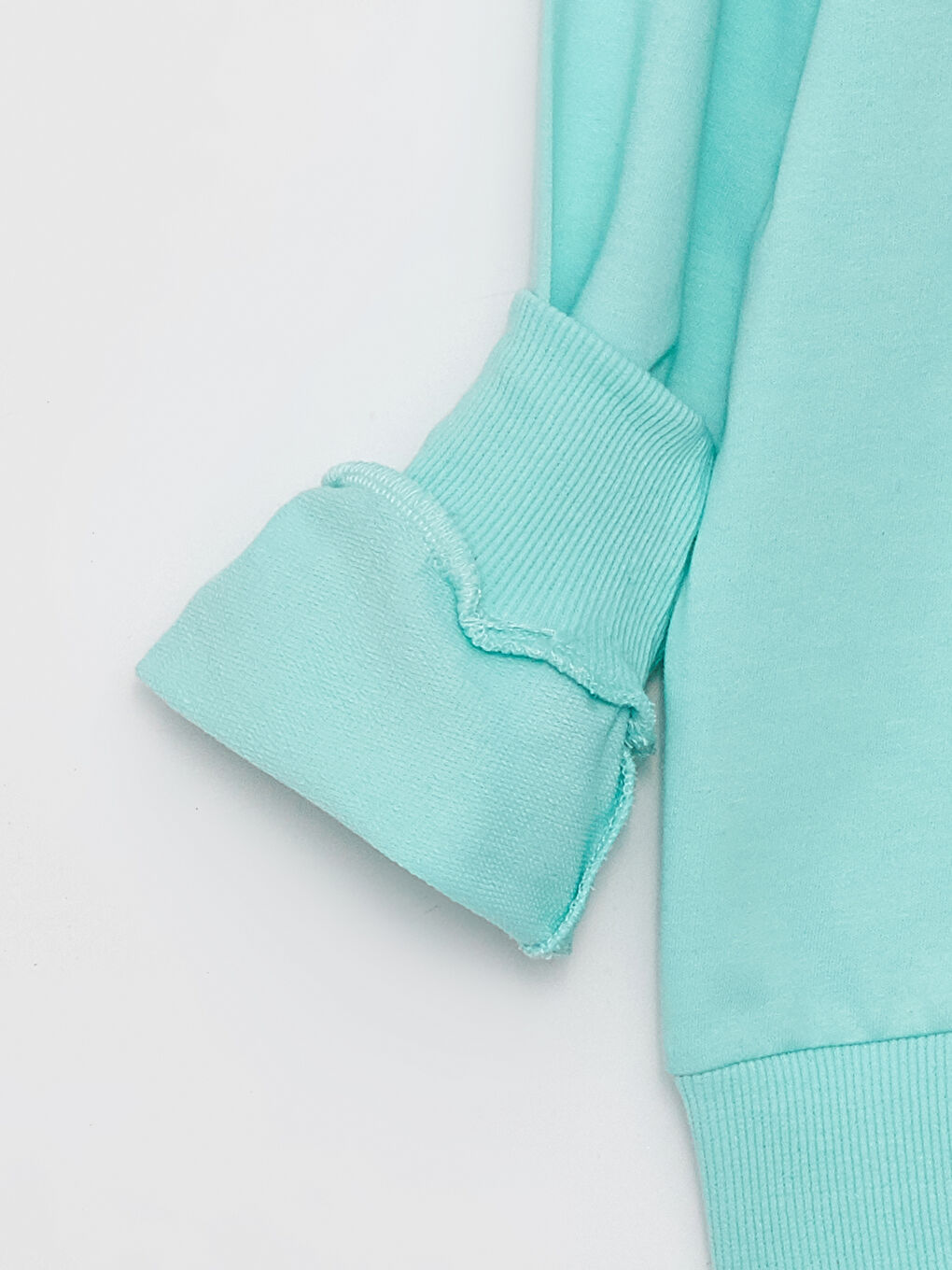 Turkuaz Bisiklet Yaka Baskılı Uzun Kollu Kız Çocuk Sweatshirt ve Eşofman Alt 2'li Takım-4