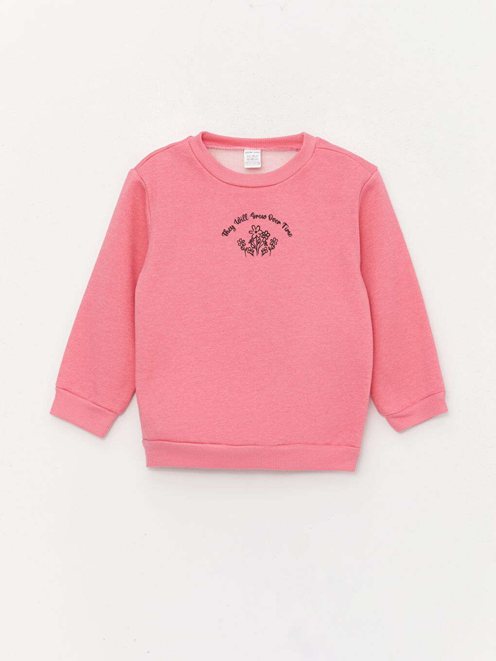 LCW baby Pembe Bisiklet Yaka Uzun Kollu Baskılı Kız Bebek Sweatshirt 2'li - 1