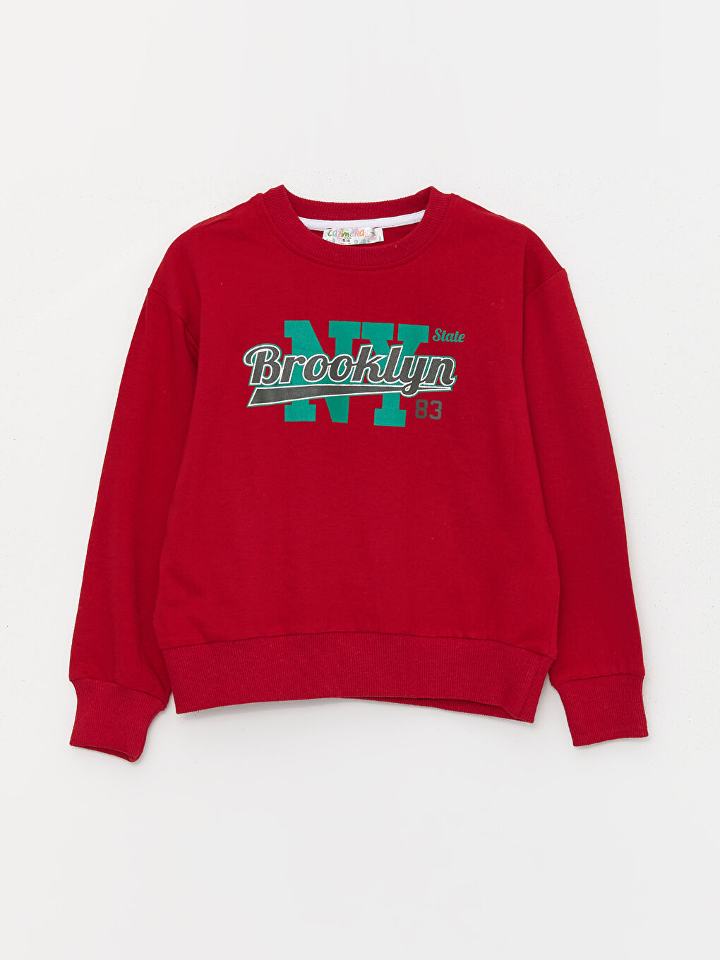 Bordo Bisiklet Yaka Baskılı Uzun Kollu Erkek Çocuk Sweatshirt ve Eşofman Alt 2'li Takım-4