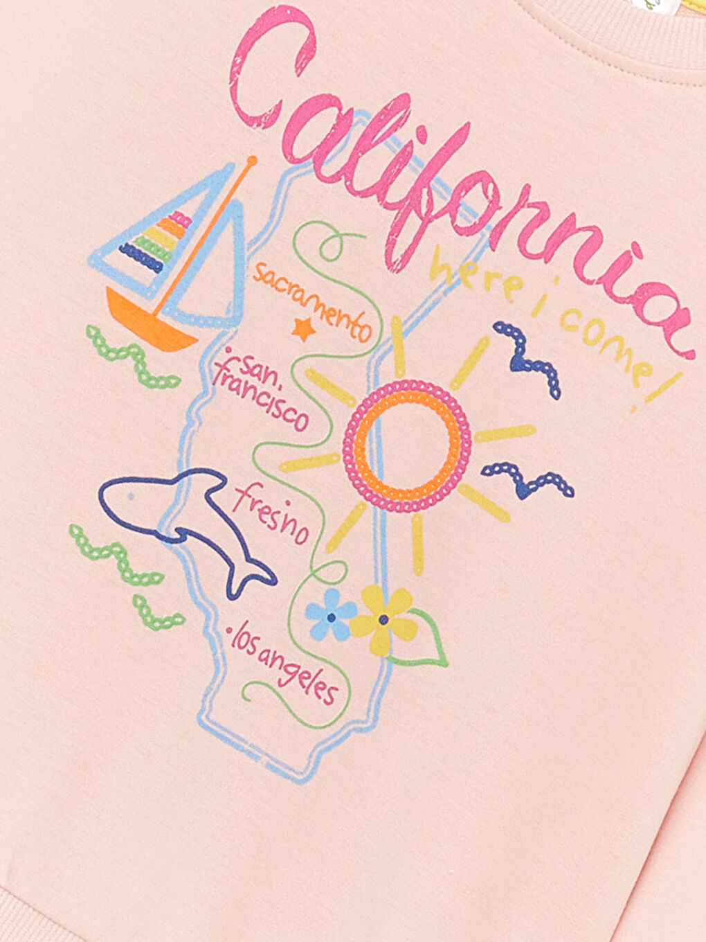 Pembe Bisiklet Yaka Baskılı Kız Bebek Sweatshirt ve Eşofman Alt 2'li Takım-3