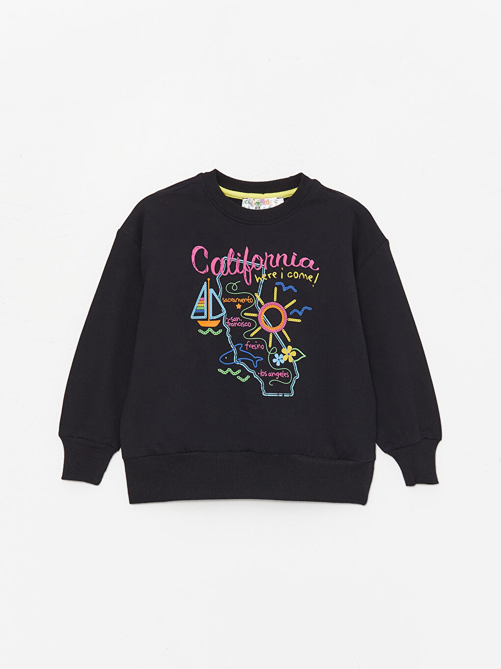 Calimera Kids Lacivert Bisiklet Yaka Baskılı Kız Bebek Sweatshirt ve Eşofman Alt 2'li Takım - 4