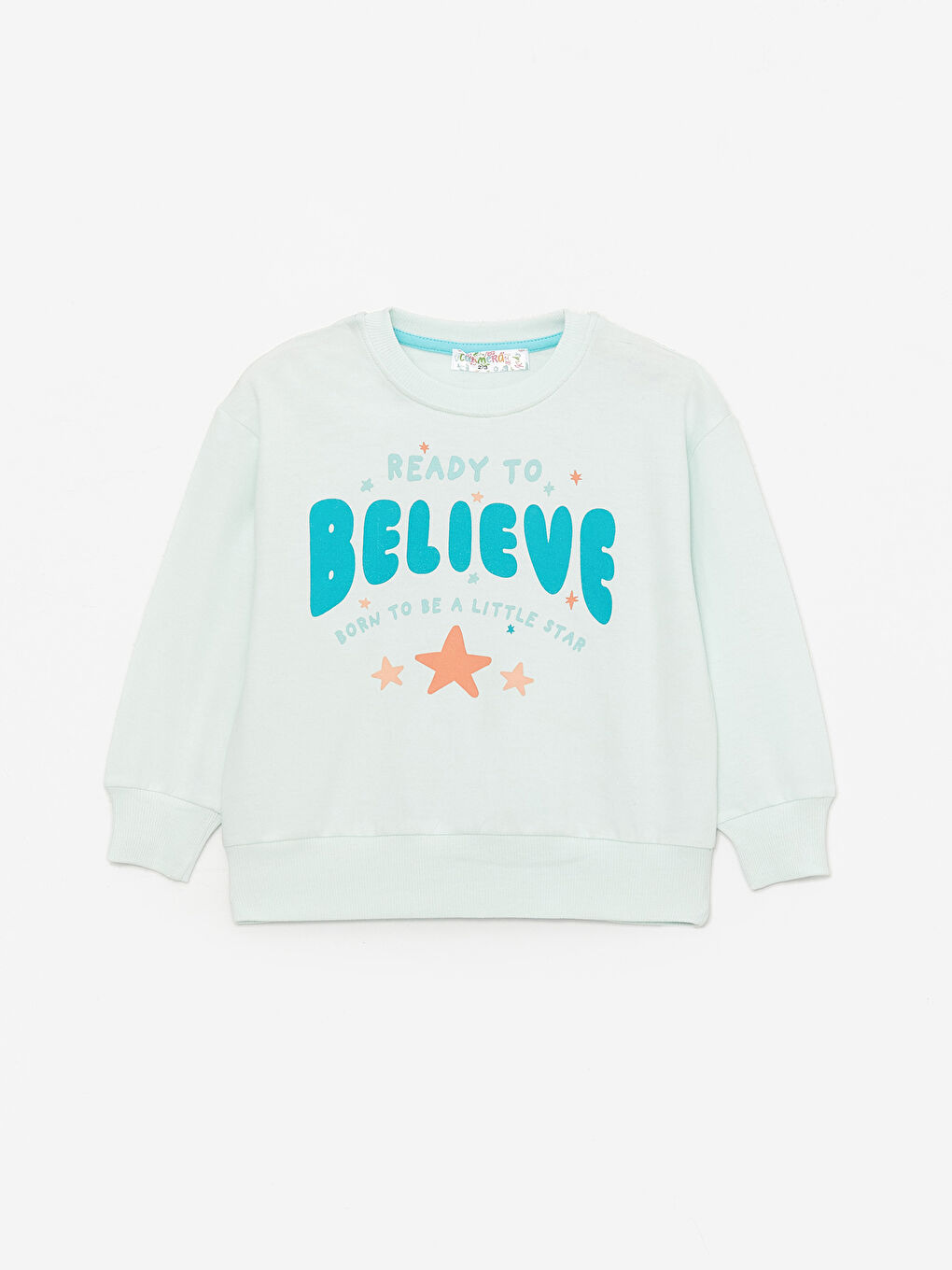 Calimera Kids Mint Yeşili Bisiklet Yaka Baskılı Kız Bebek Sweatshirt ve Eşofman Alt 2'li Takım - 5