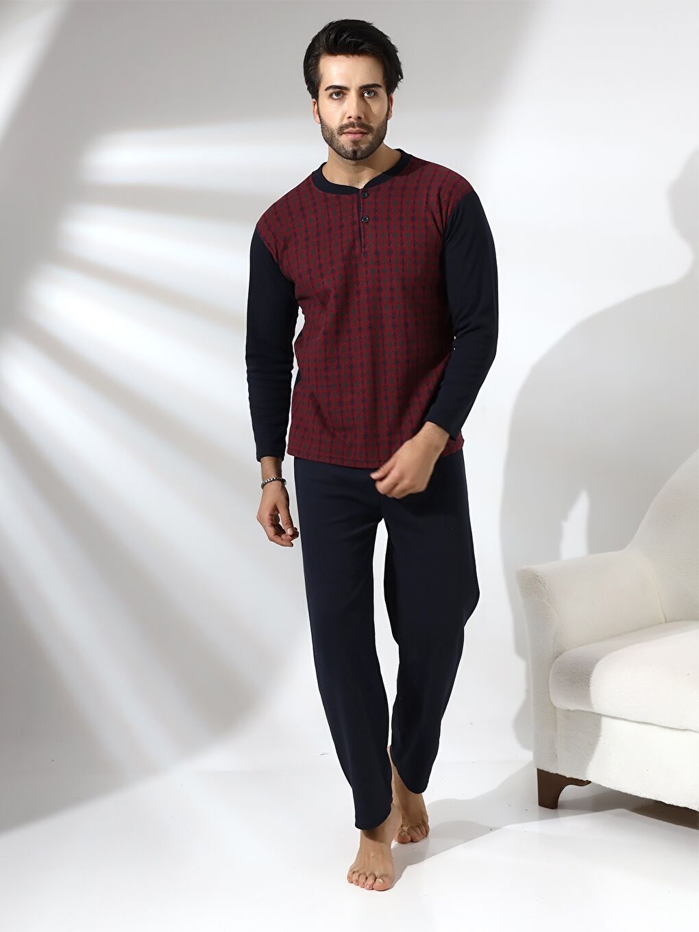 Bordo Standart Kalıp Erkek Pijama Takımı
