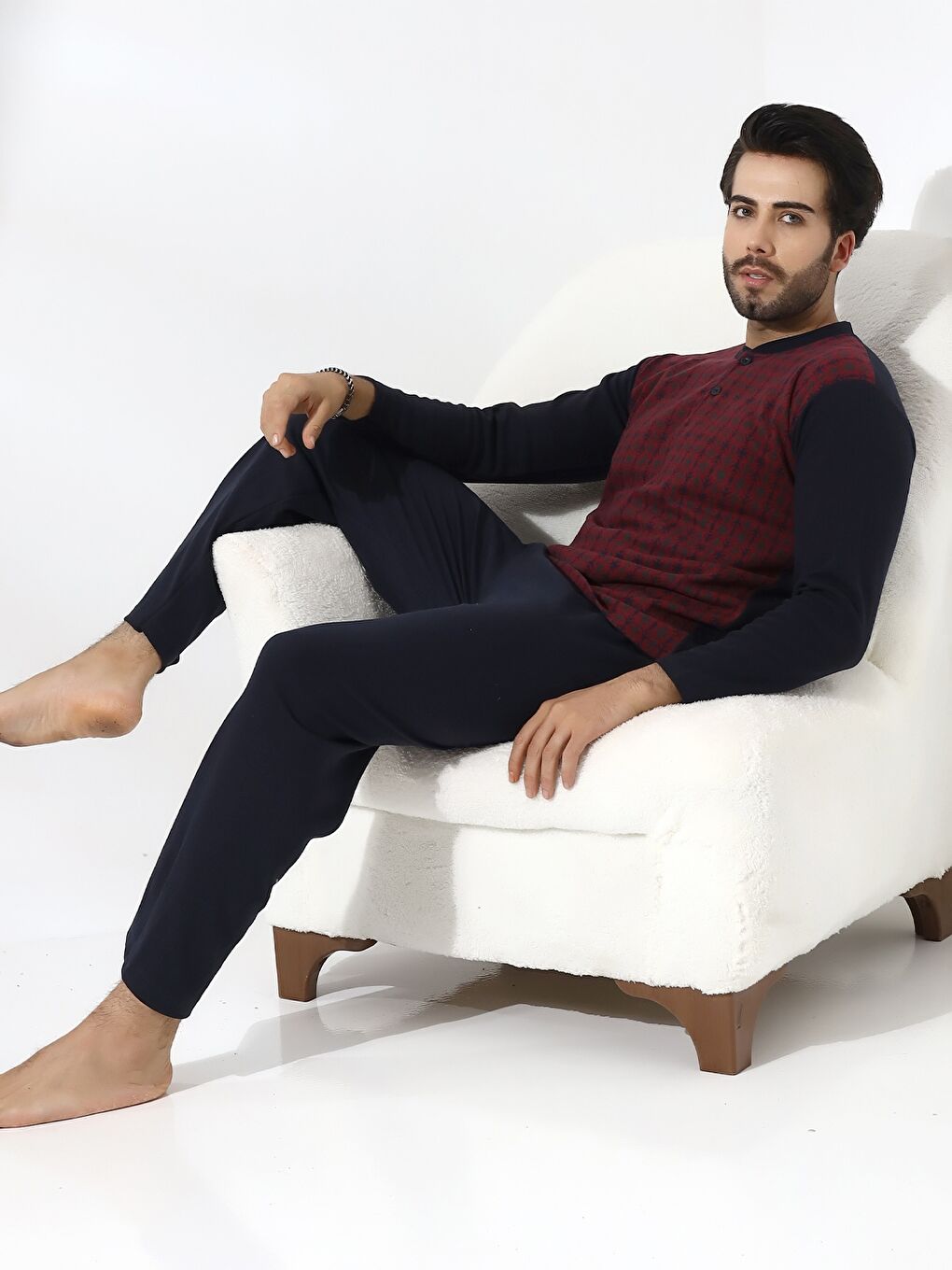Bordo Standart Kalıp Erkek Pijama Takımı-2