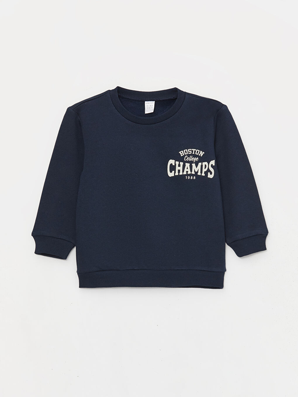 Lacivert Bisiklet Yaka Baskılı Uzun Kollu Erkek Bebek Sweatshirt ve Eşofman Altı 2'li Takım-1