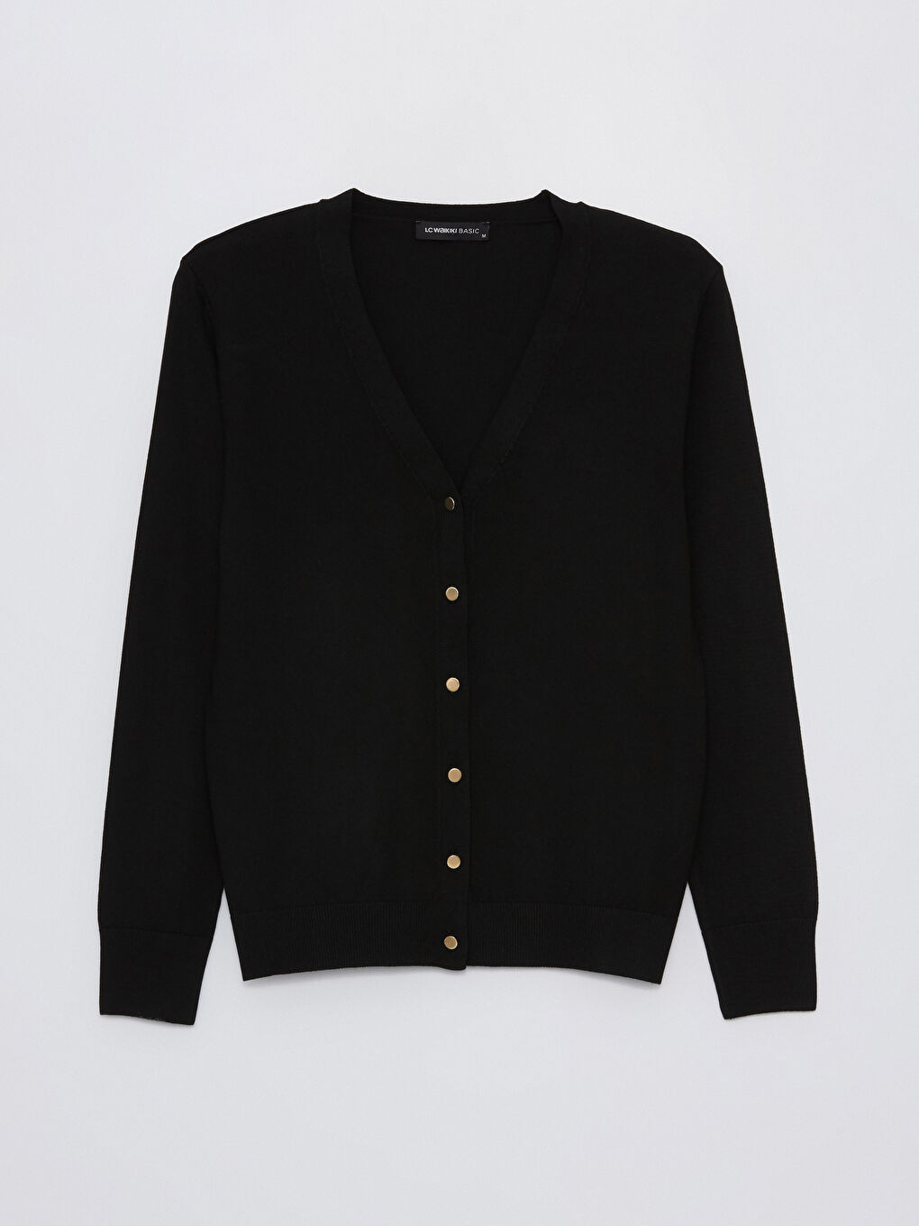 Siyah V Yaka Kadın Triko Hırka-5