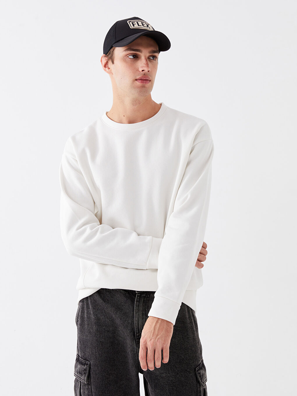 Sweat-shirt à Manches Longues pour Hommes avec Col Rond