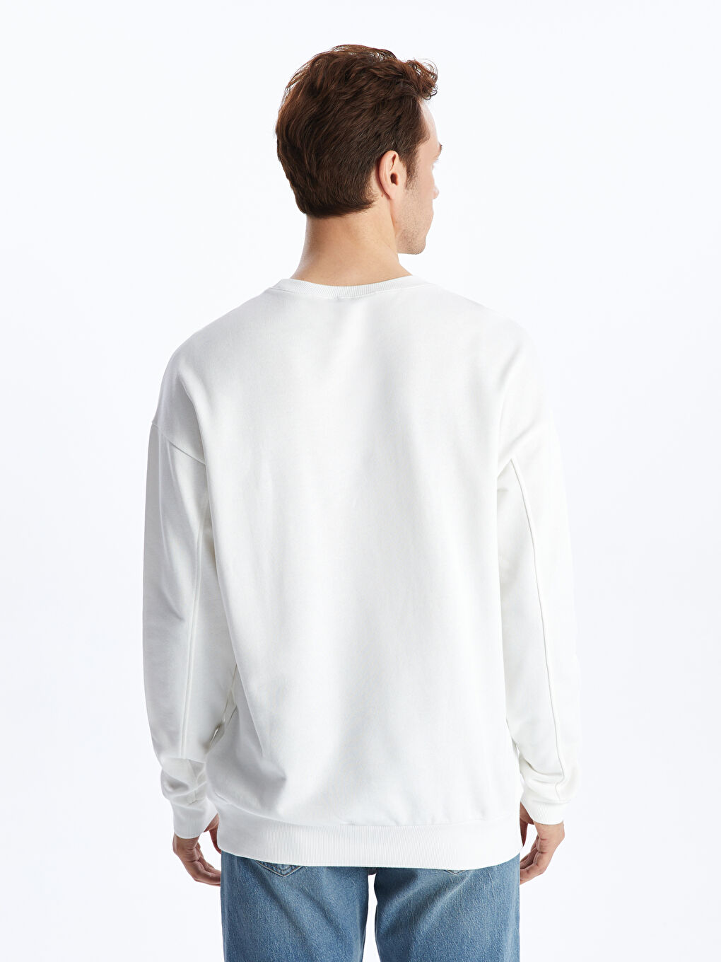 LCW ECO Ekru Bisiklet Yaka Uzun Kollu Erkek Sweatshirt - 4