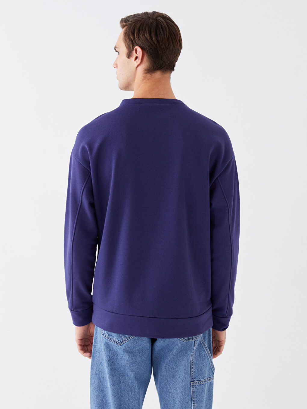 LCW ECO Lacivert Bisiklet Yaka Uzun Kollu Erkek Sweatshirt - 4