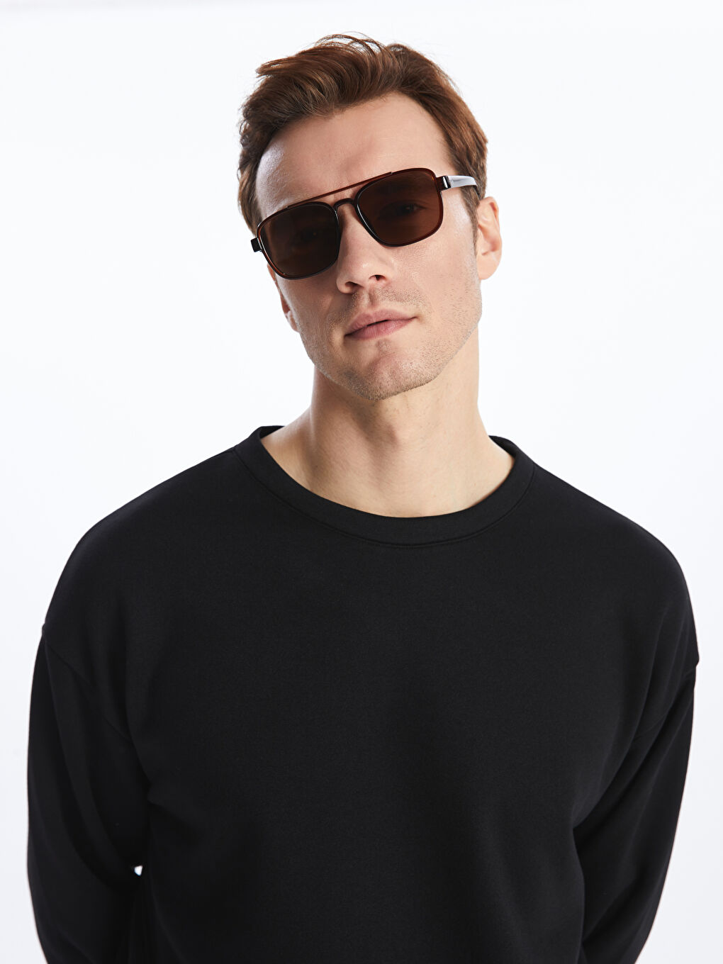 Siyah Bisiklet Yaka Uzun Kollu Erkek Sweatshirt-2