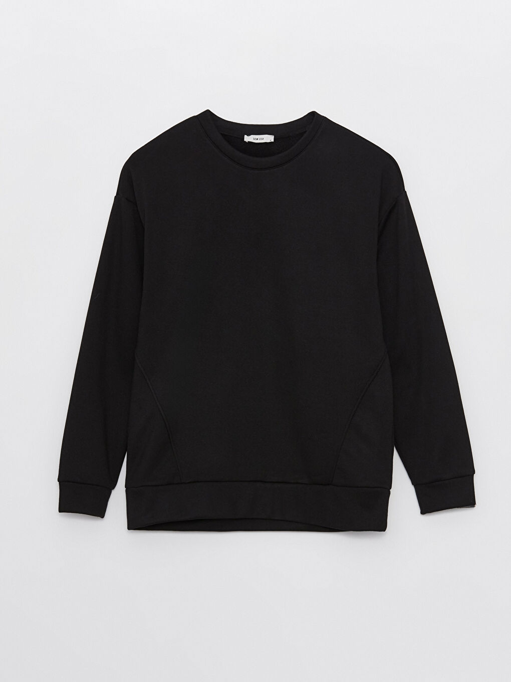 Siyah Bisiklet Yaka Uzun Kollu Erkek Sweatshirt-5