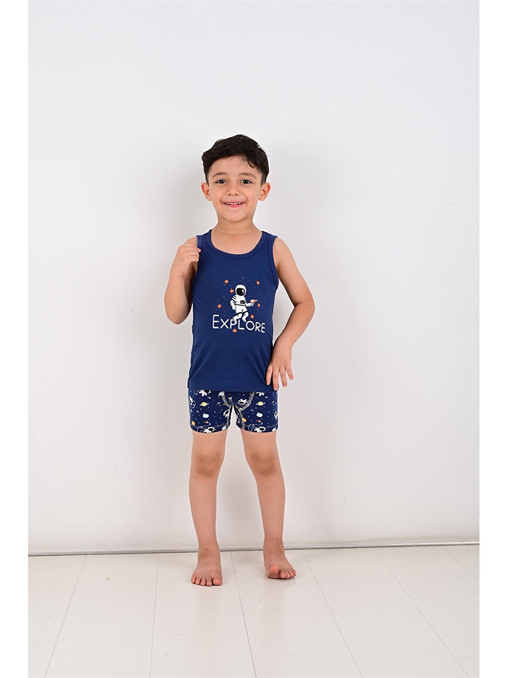 İndigo Baskılı Erkek Çocuk İç Giyim Takım-2