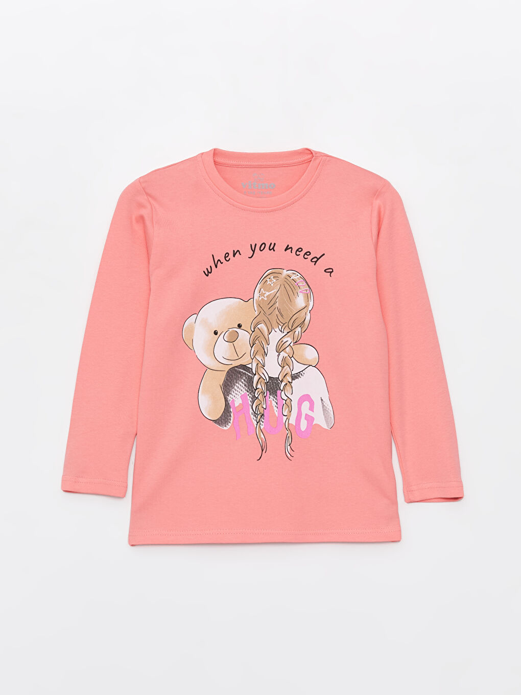 Kırmızı Bisiklet Yaka Baskılı Uzun Kollu Kız Çocuk Pijama Takımı-2