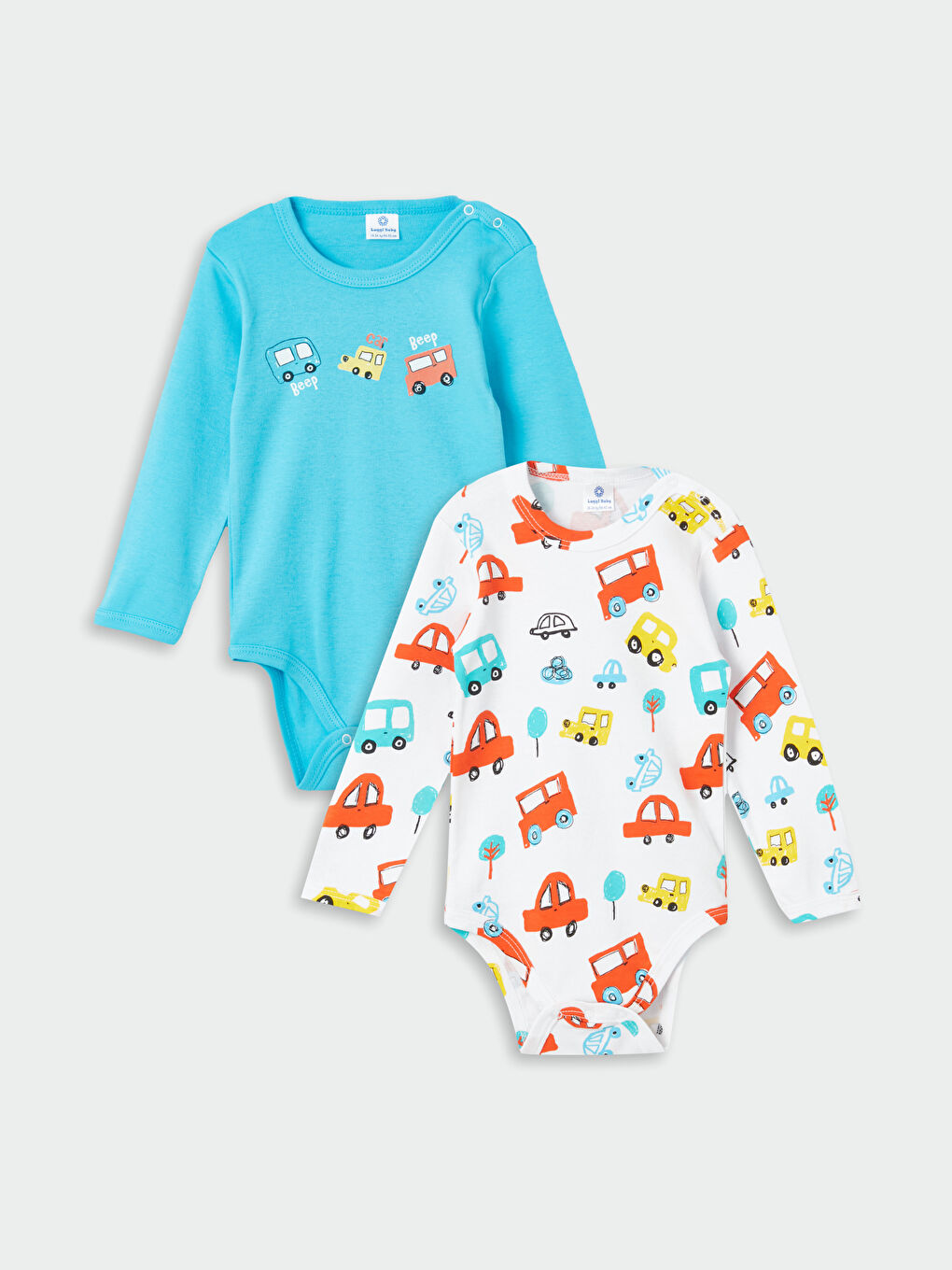 Turkuaz Bisiklet Yaka Baskılı Erkek Bebek Çıtçıtlı Bodysuit 2'li