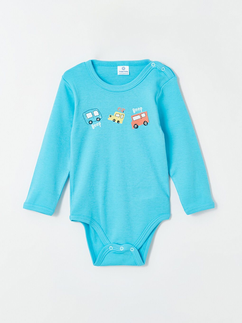 Turkuaz Bisiklet Yaka Baskılı Erkek Bebek Çıtçıtlı Bodysuit 2'li-1