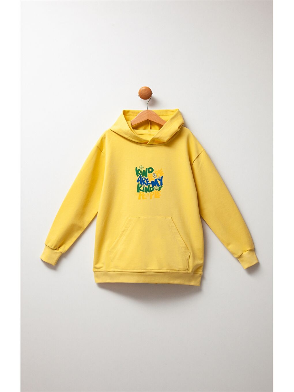 Sarı Baskılı Uzun Kollu Erkek Çocuk Hoodie