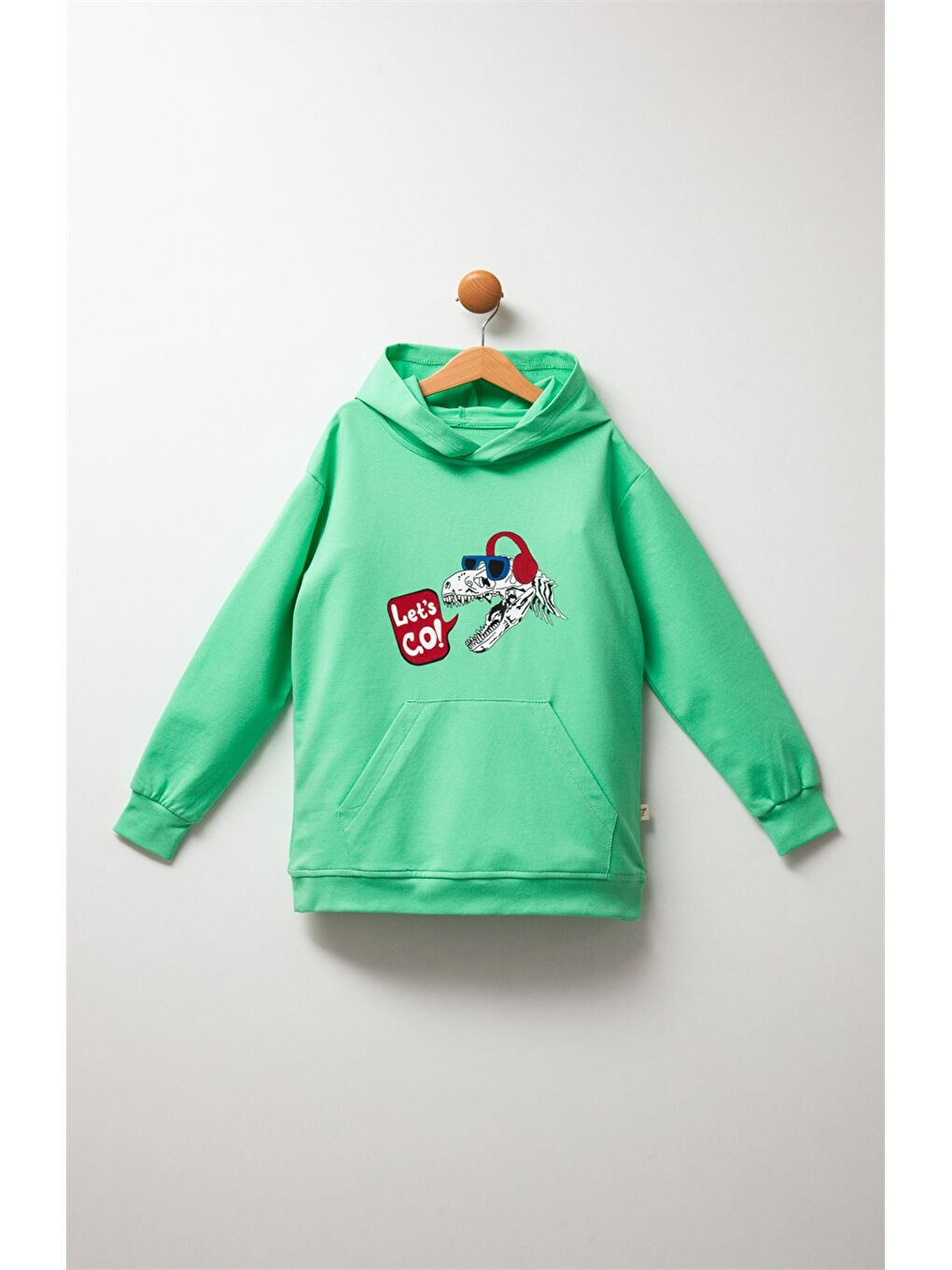 Yeşil Baskılı Uzun Kollu Erkek Çocuk Hoodie