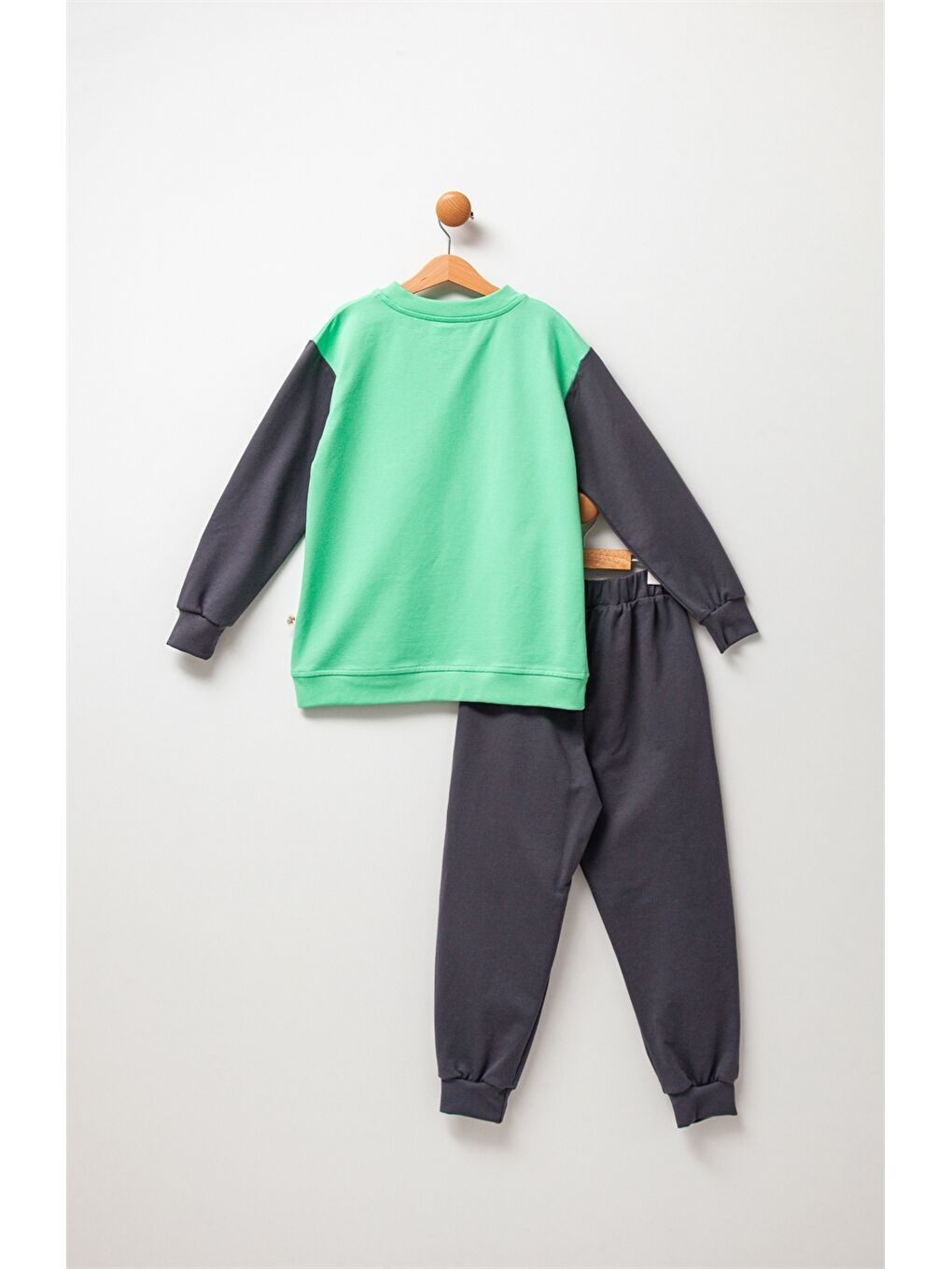 Antrasit Bisiklet Yaka Uzun Kollu Erkek Çocuk 2'li Takım-1