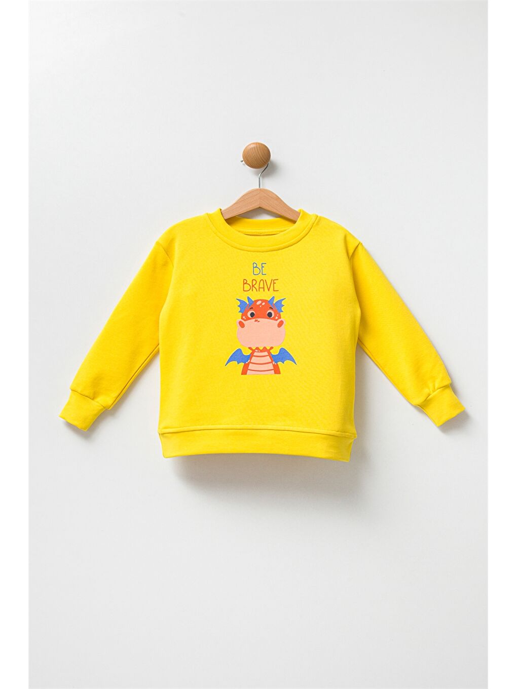 Pija Pija Sarı Baskılı Bisiklet Yaka Baskılı Uzun Kollu Erkek Bebek Sweatshirt